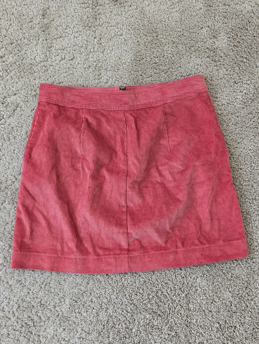 GAP Corduroy Mini Skirt Womens 12 Pink Full Zip Front Cotton A-Line Magenta New